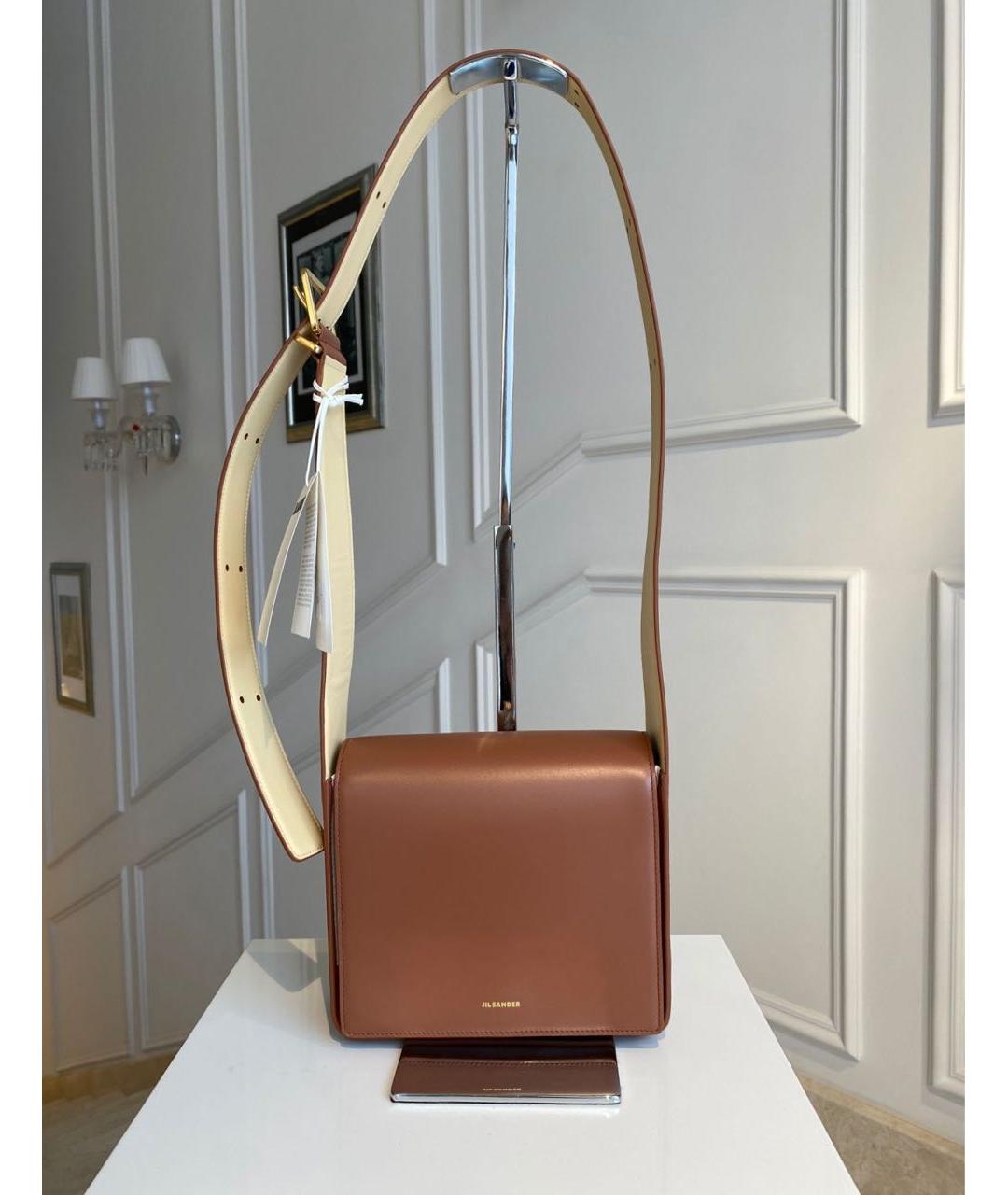 JIL SANDER Коричневая кожаная сумка через плечо, фото 2