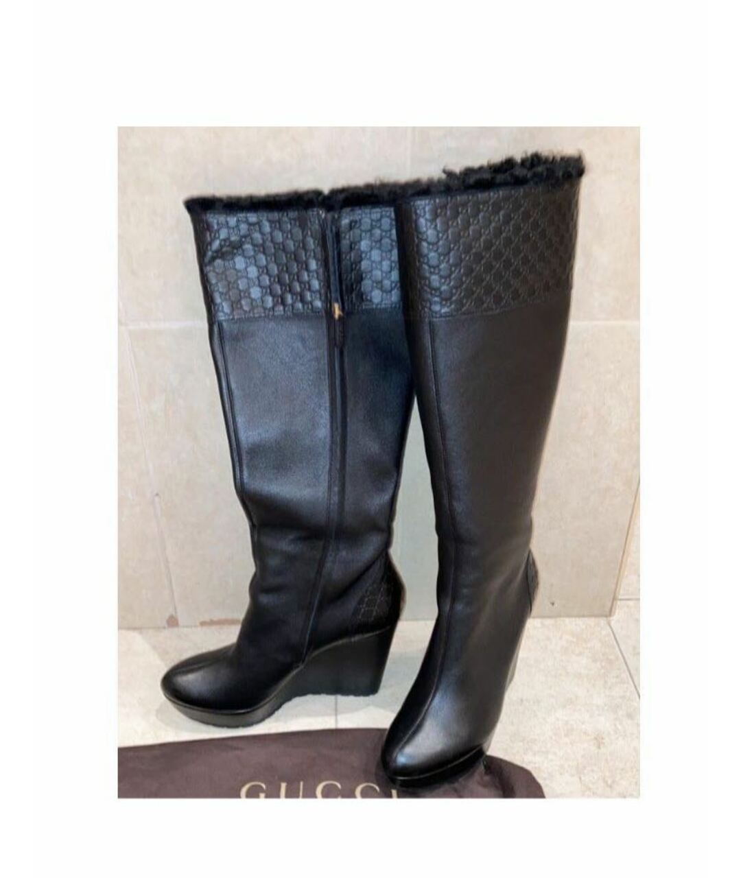 GUCCI Черные кожаные сапоги, фото 2