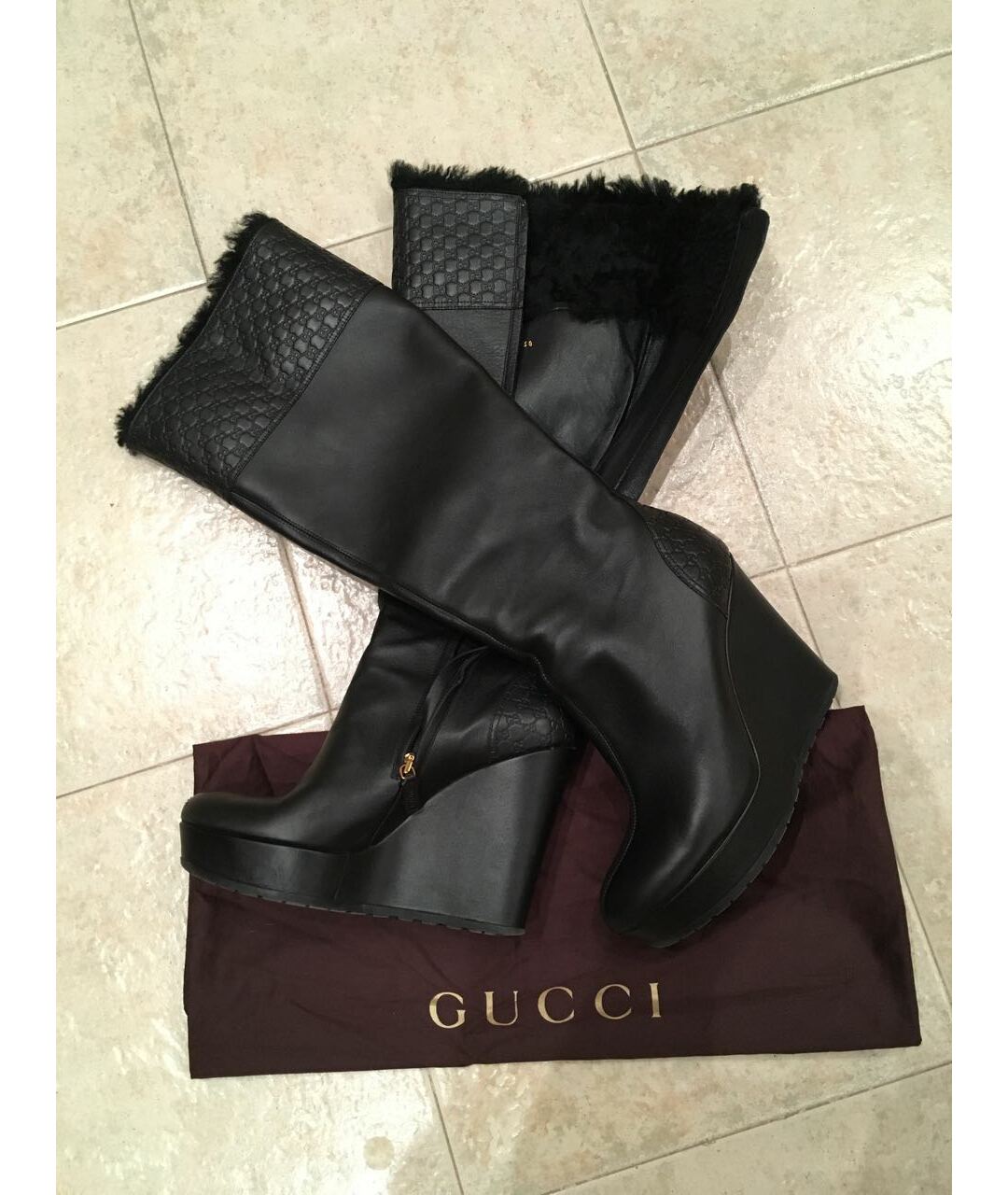 GUCCI Черные кожаные сапоги, фото 3