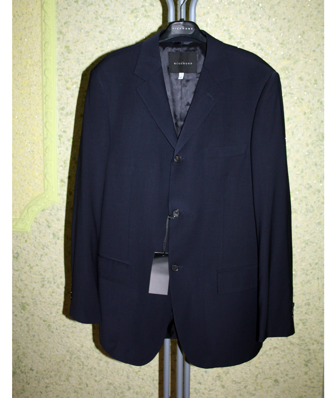 JOHN RICHMOND Темно-синий шерстяной пиджак, фото 3