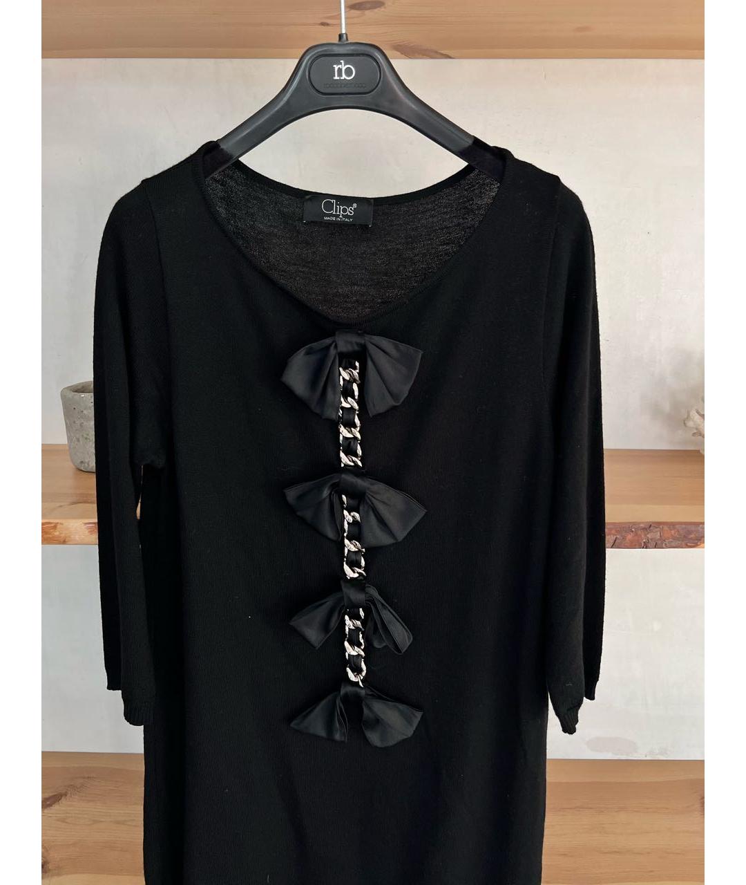 CLIPS Черное шерстяное повседневное платье, фото 3