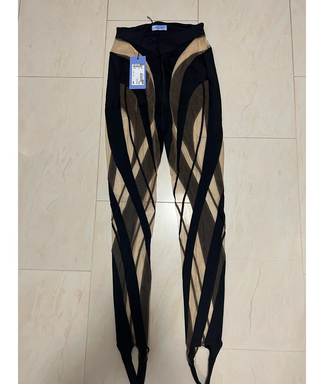 MUGLER Черные хлопко-эластановые леггинсы и велосипедки, фото 8