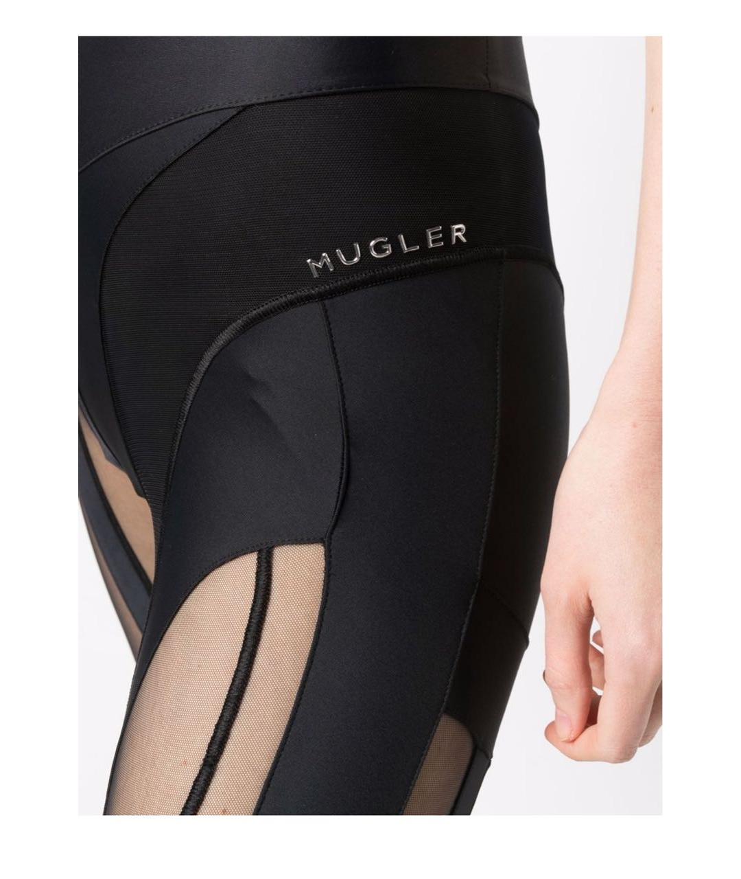 MUGLER Черные хлопко-эластановые леггинсы и велосипедки, фото 7
