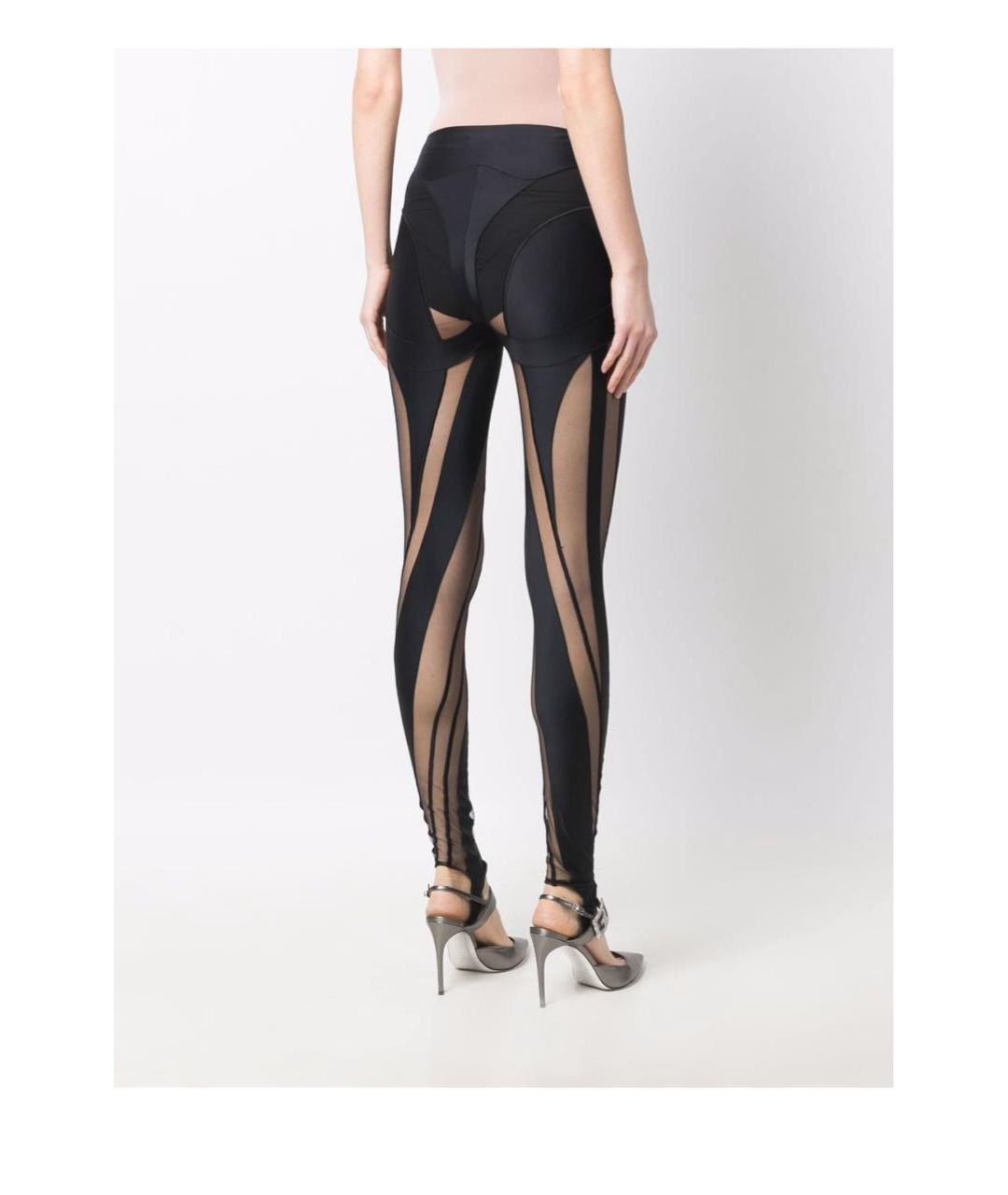MUGLER Черные хлопко-эластановые леггинсы и велосипедки, фото 2