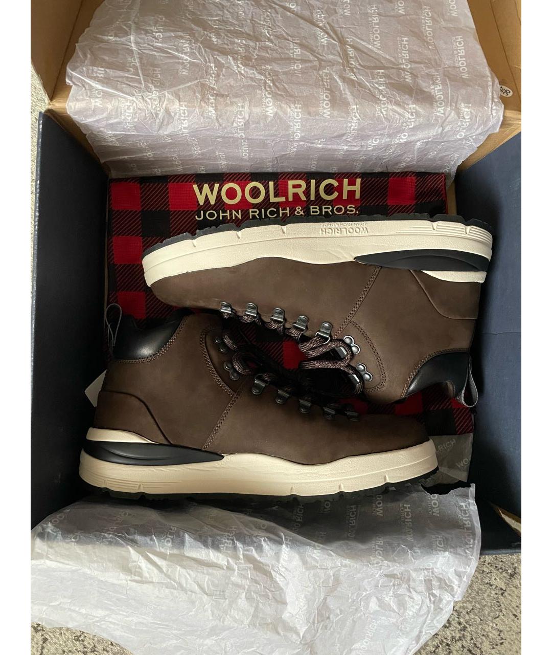 WOOLRICH Коричневые нубуковые высокие кроссовки / кеды, фото 6