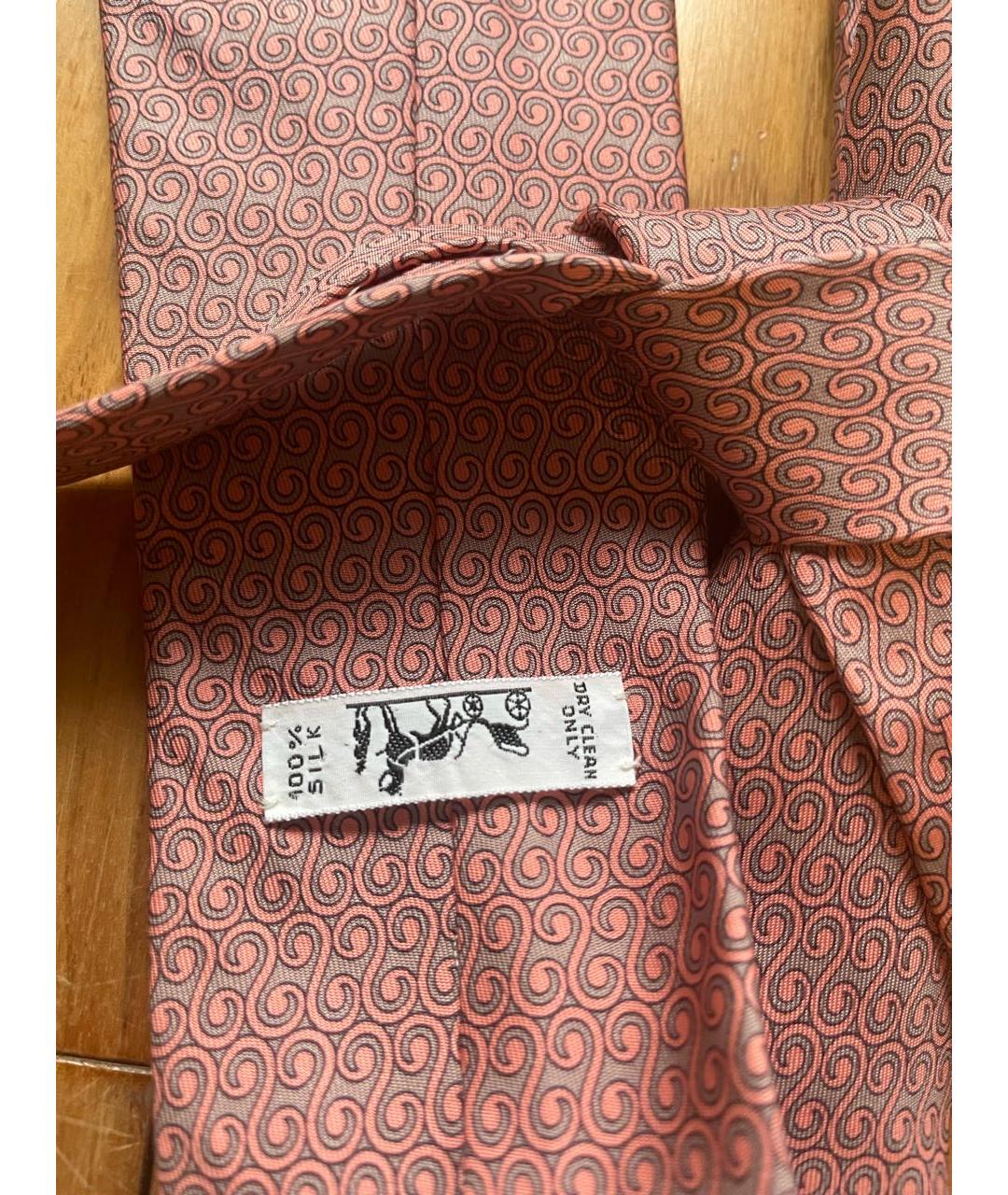 HERMES Розовый шелковый галстук, фото 5