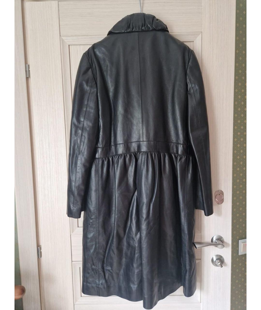 VALENTINO Черное кожаное пальто, фото 3