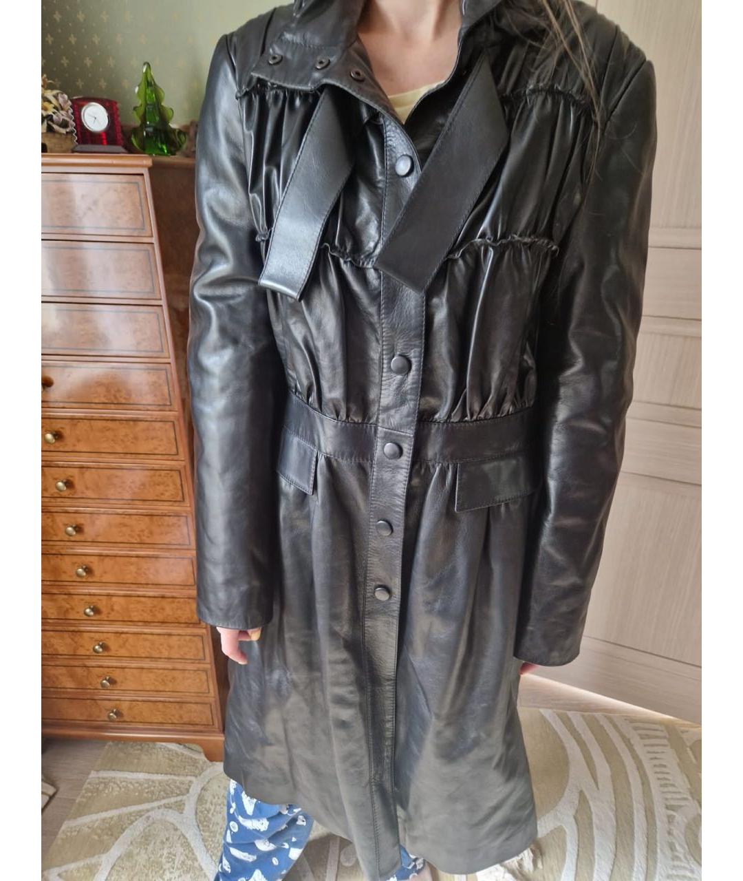 VALENTINO Черное кожаное пальто, фото 9