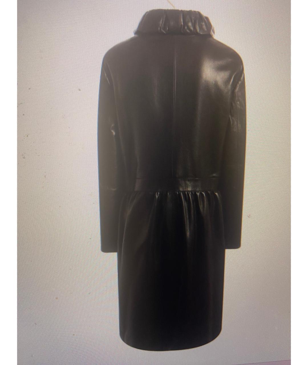 VALENTINO Черное кожаное пальто, фото 4