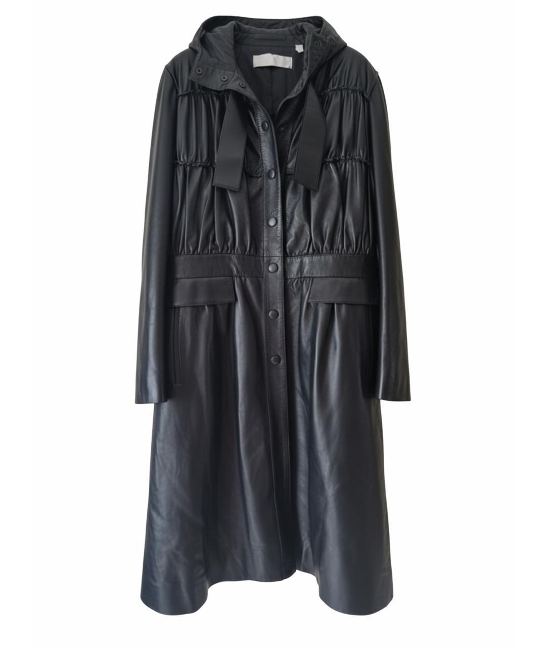 VALENTINO Черное кожаное пальто, фото 1