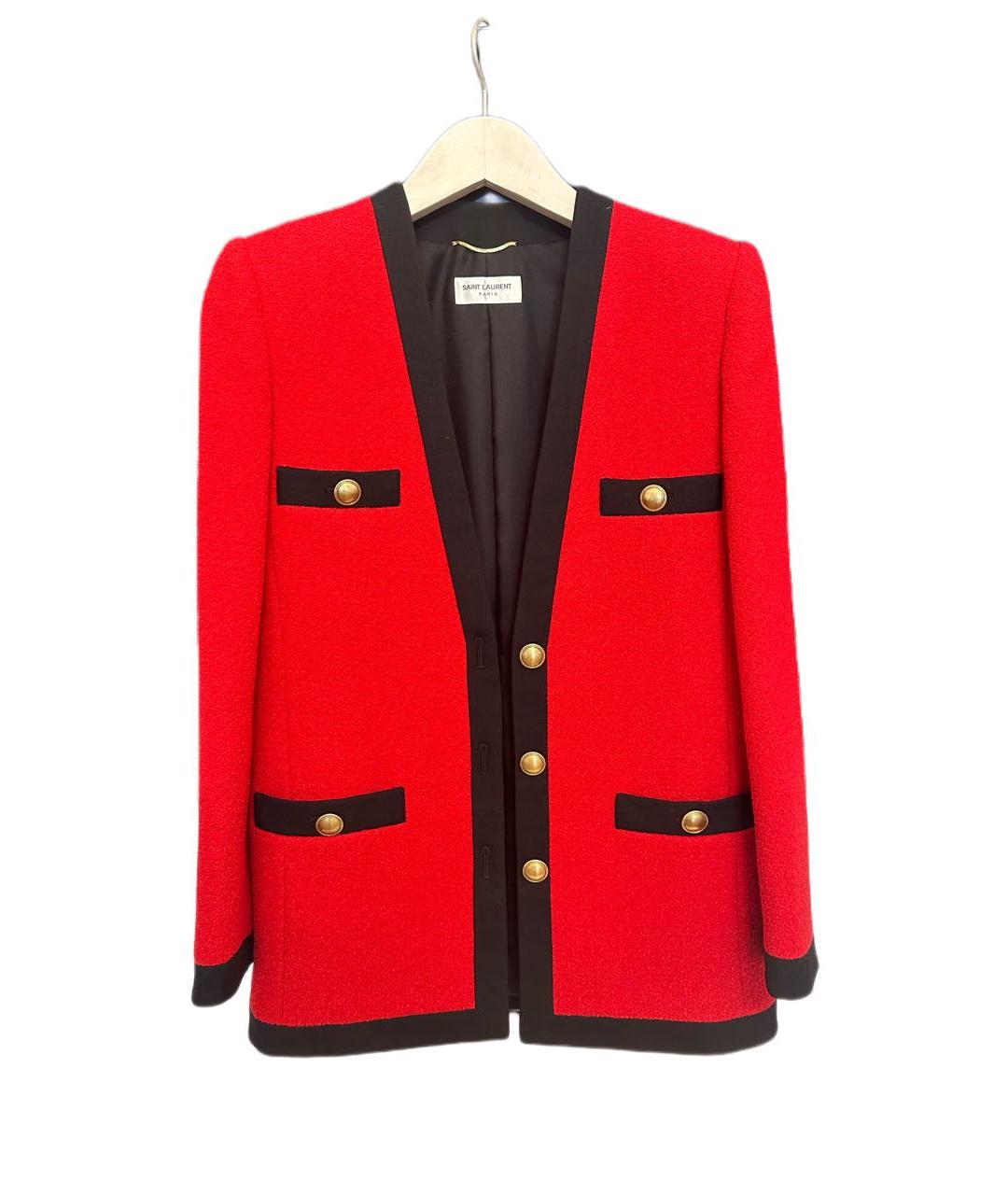 SAINT LAURENT Красный шерстяной жакет/пиджак, фото 5