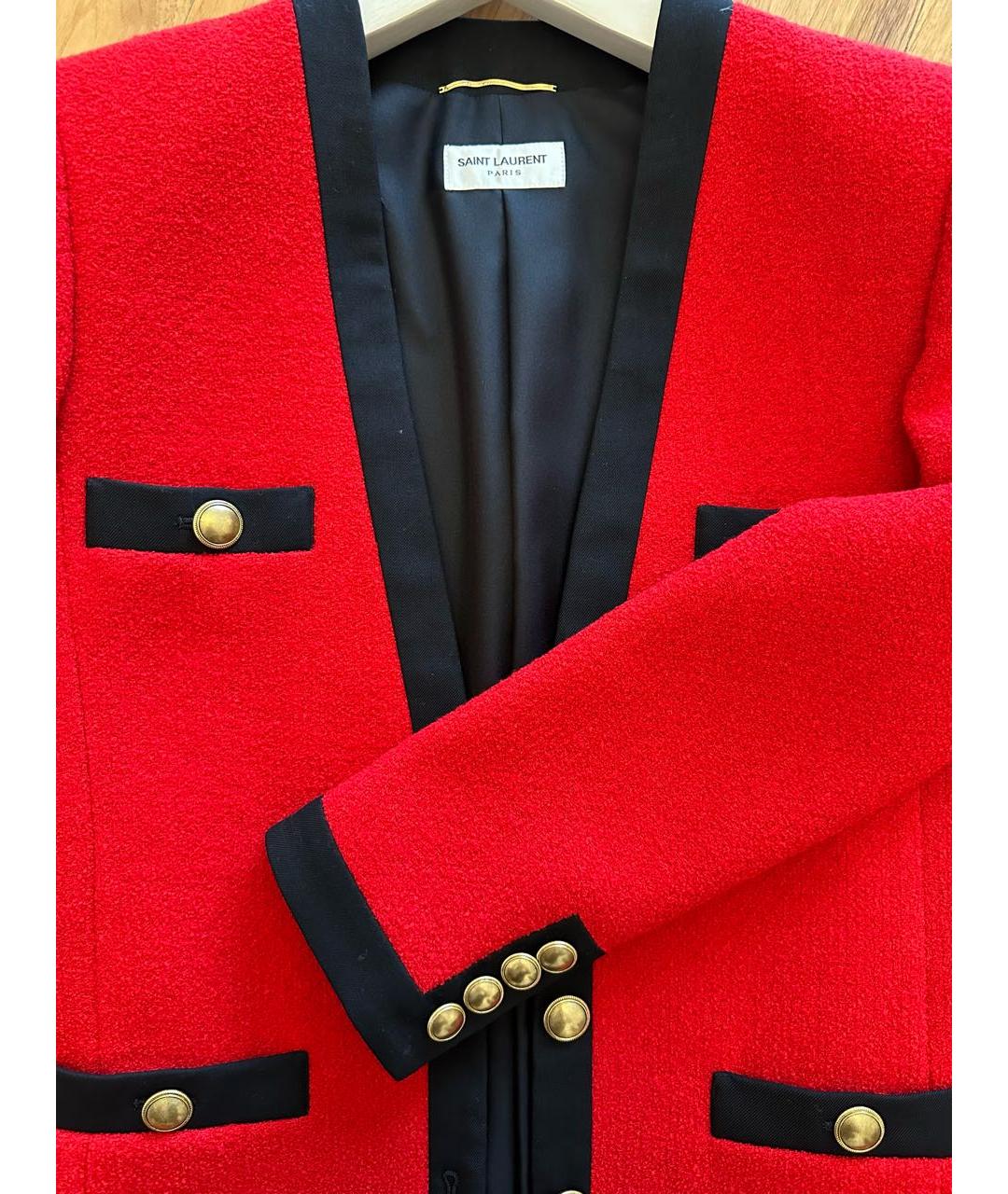 SAINT LAURENT Красный шерстяной жакет/пиджак, фото 3
