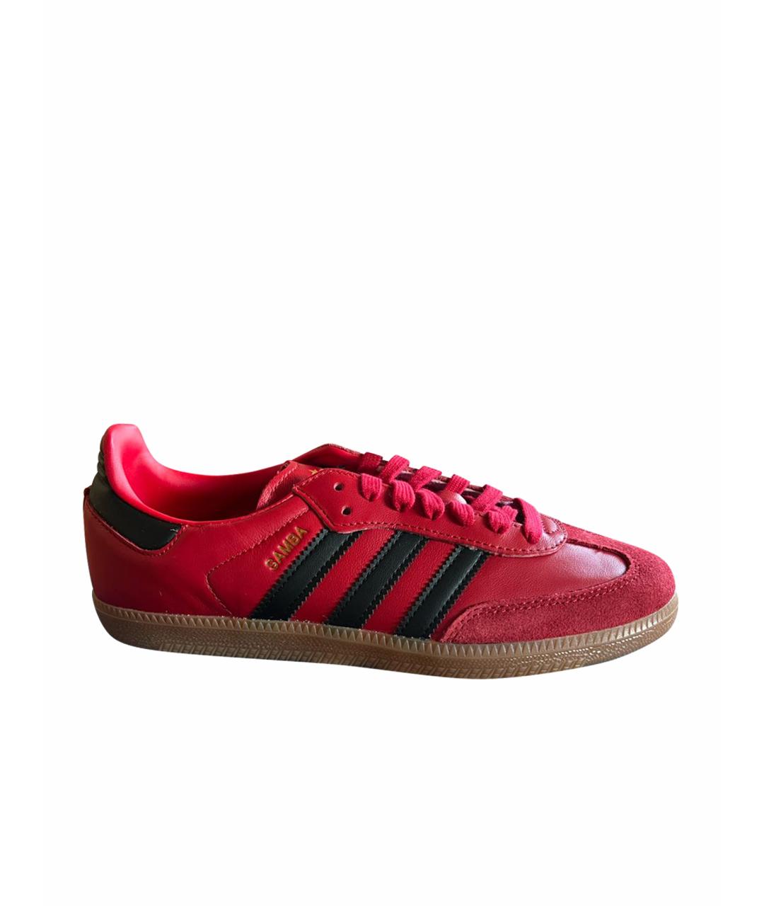 ADIDAS Красные кожаные кеды, фото 1