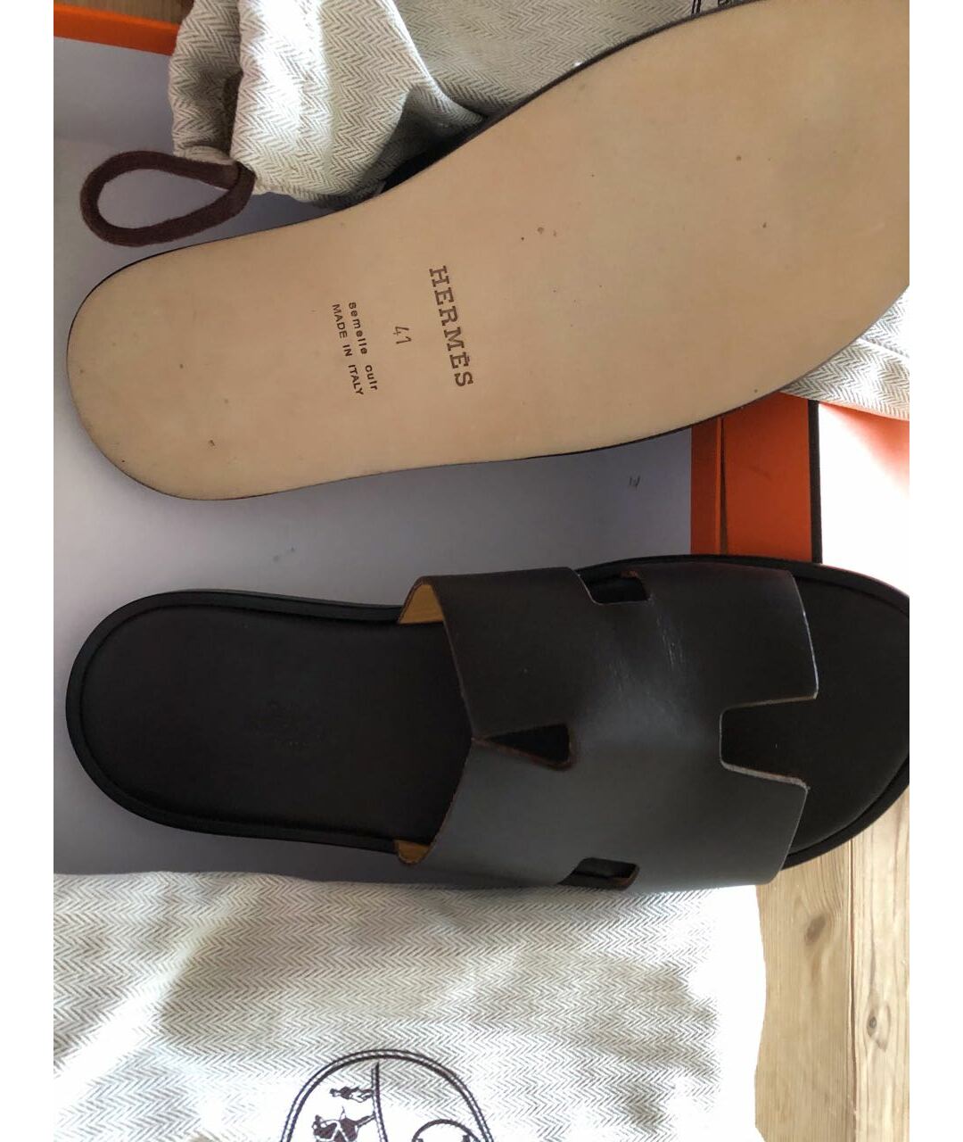 HERMES PRE-OWNED Коричневые кожаные сандалии, фото 7