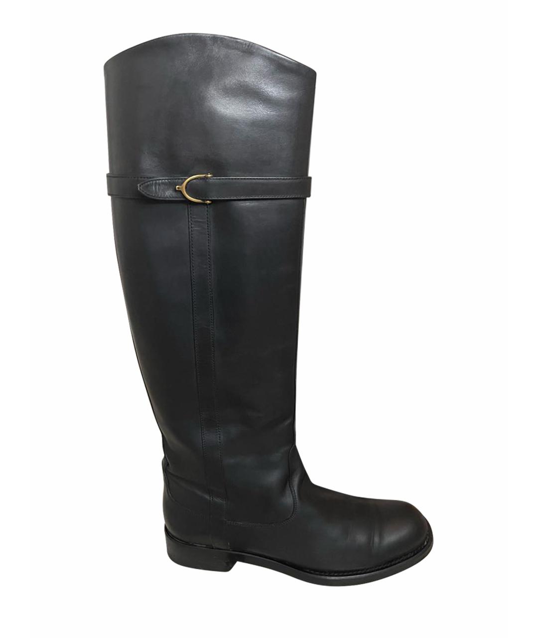 GUCCI Черные кожаные сапоги, фото 1
