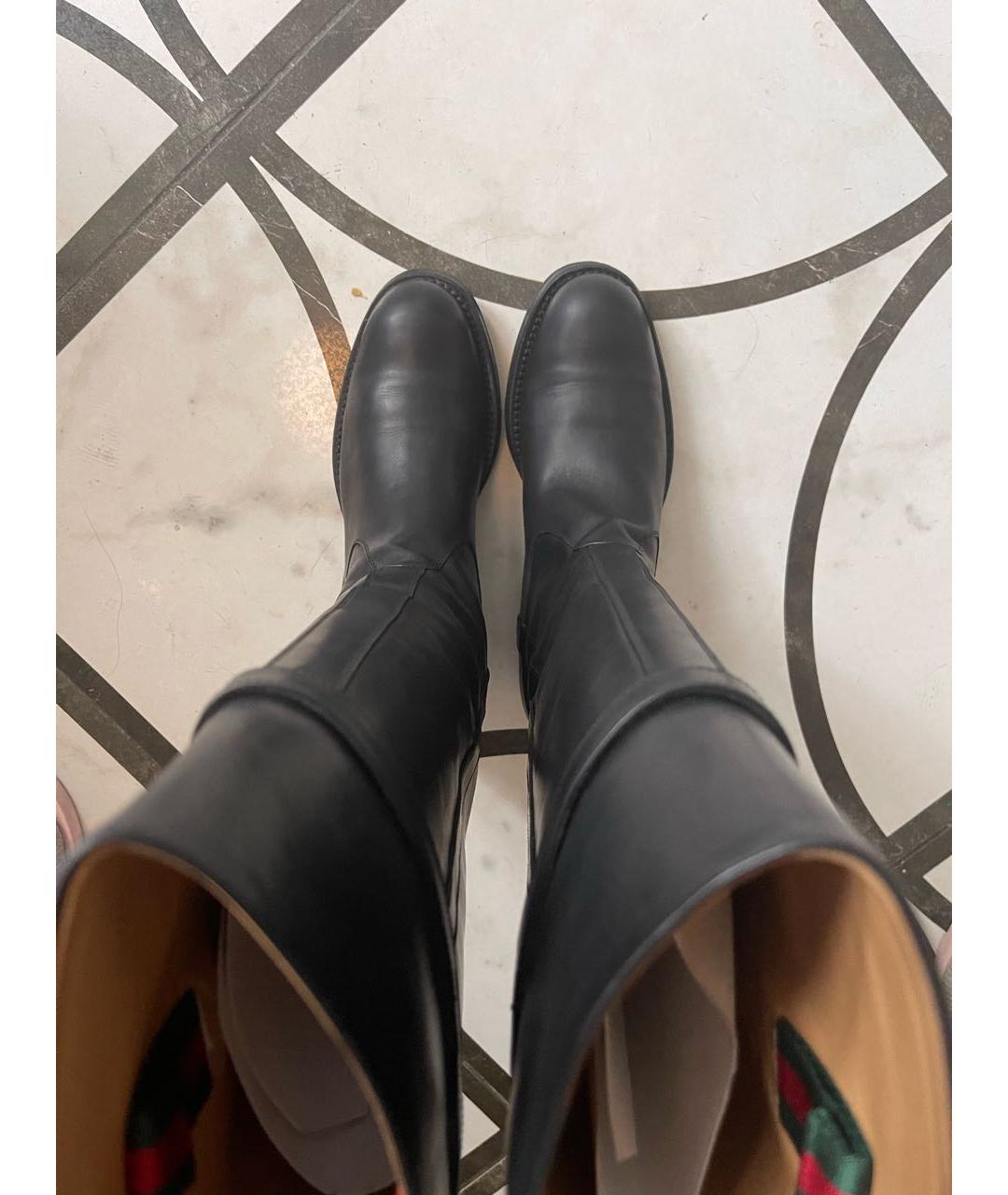 GUCCI Черные кожаные сапоги, фото 3