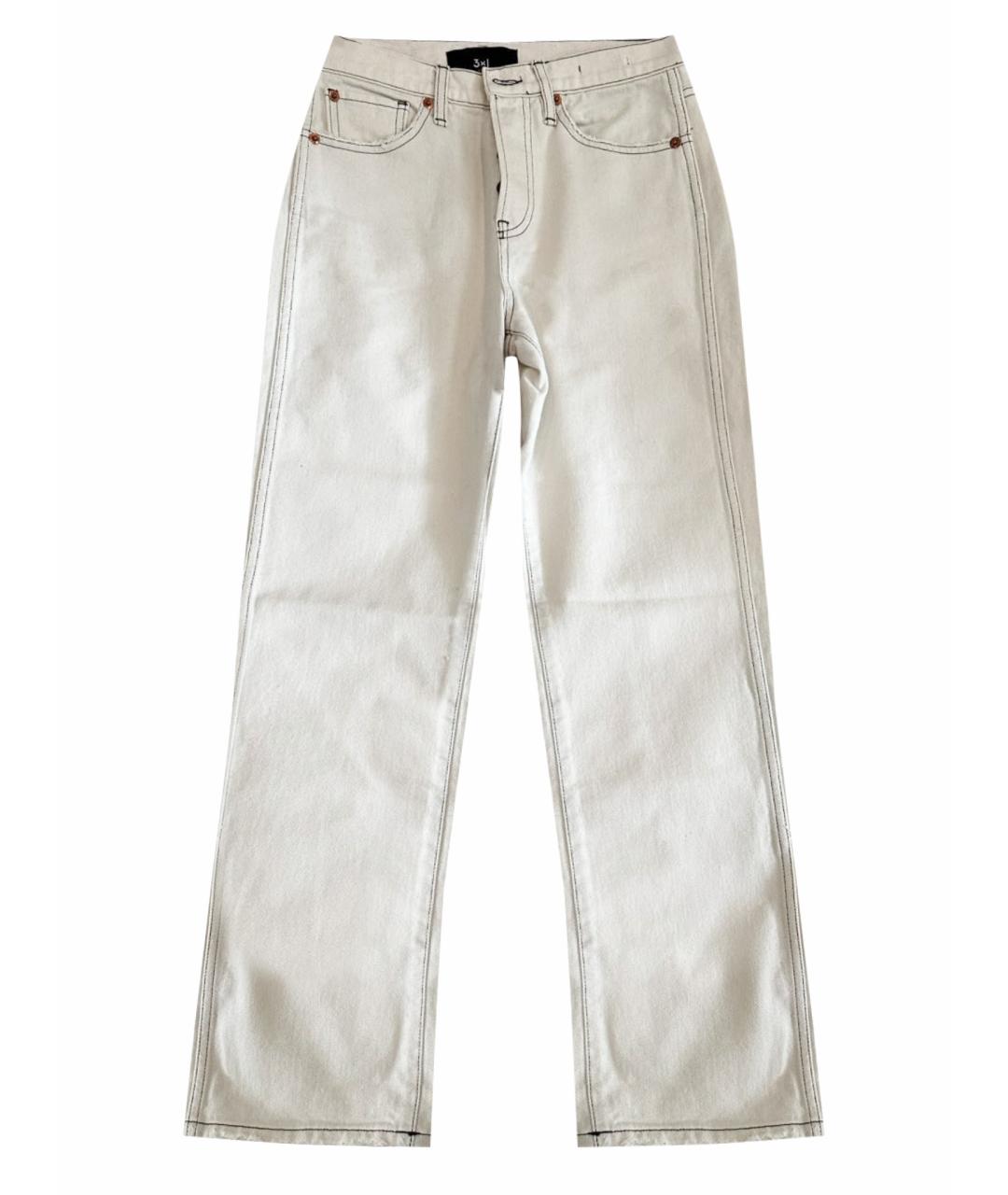 3X1 Бежевые хлопковые джинсы слим, фото 1