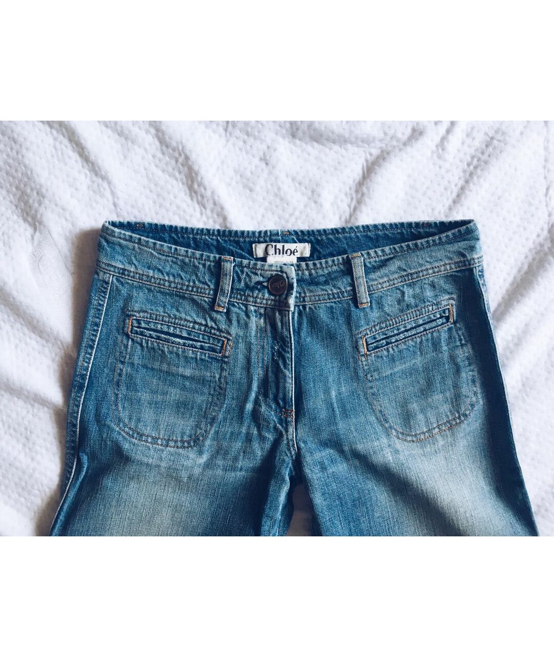 CHLOE Синие хлопковые прямые джинсы, фото 5