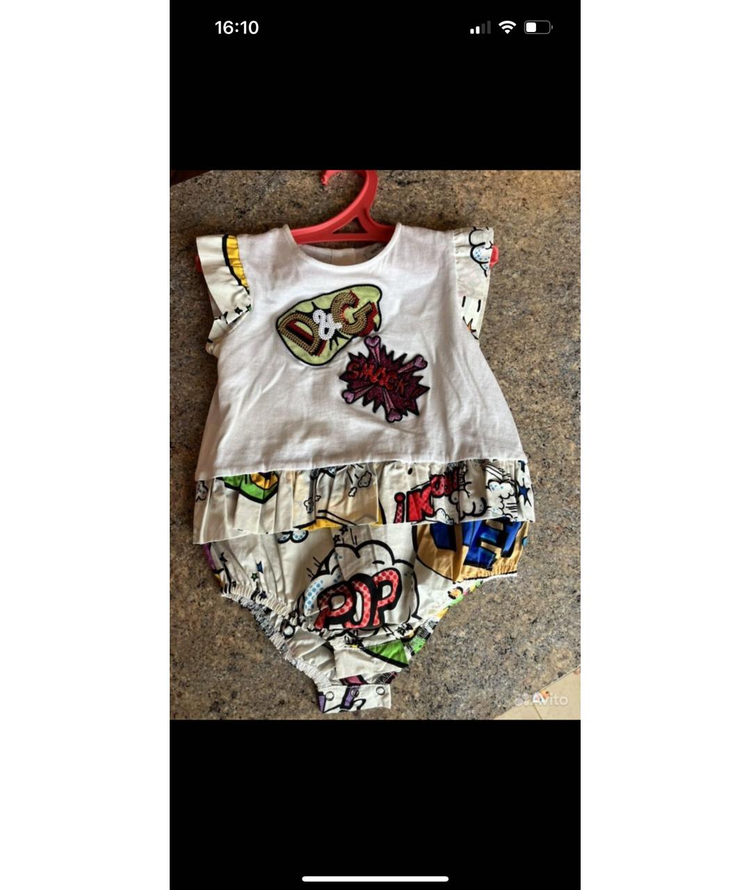 DOLCE & GABBANA KIDS Белый хлопковый боди/ползунок, фото 5