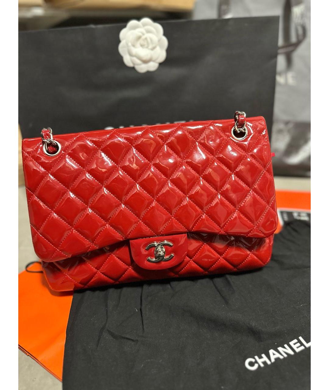 CHANEL PRE-OWNED Красная сумка через плечо из лакированной кожи, фото 9