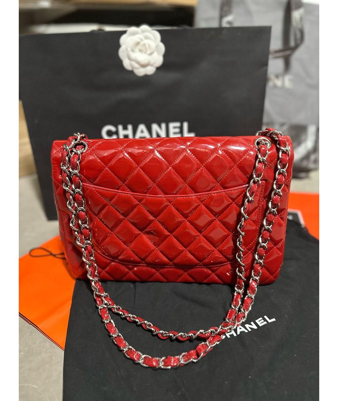 CHANEL PRE-OWNED Красная сумка через плечо из лакированной кожи, фото 3