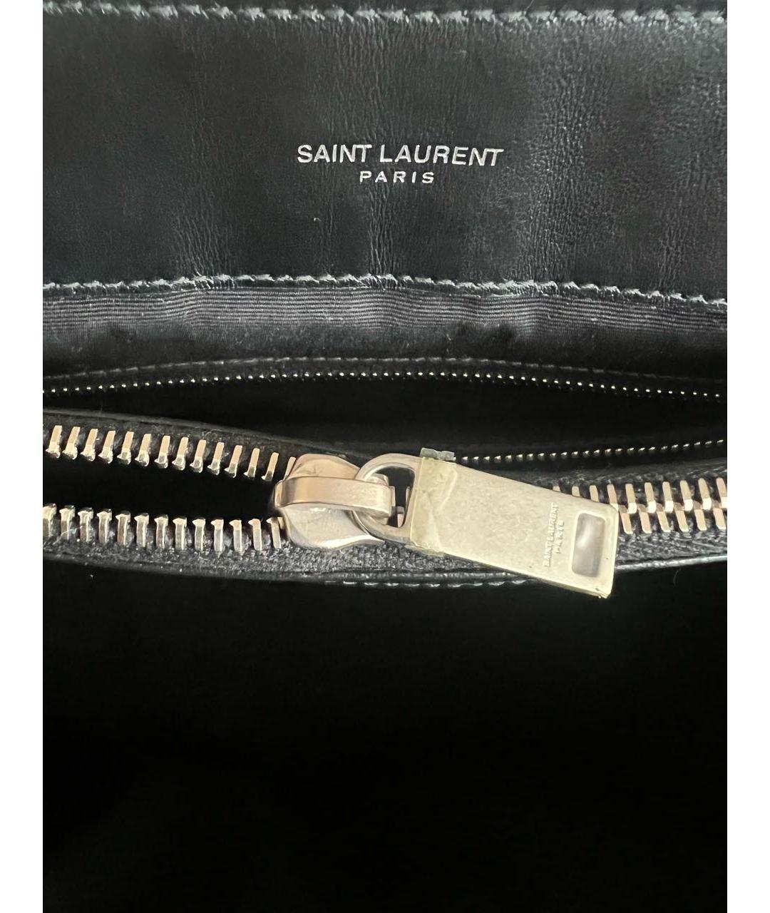 SAINT LAURENT Черная кожаная сумка тоут, фото 5