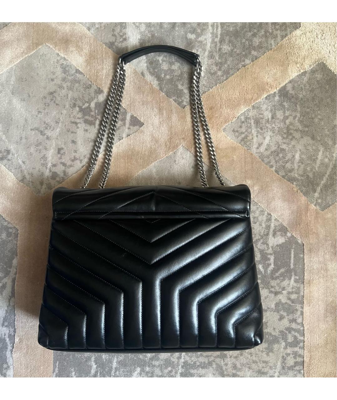 SAINT LAURENT Черная кожаная сумка тоут, фото 3