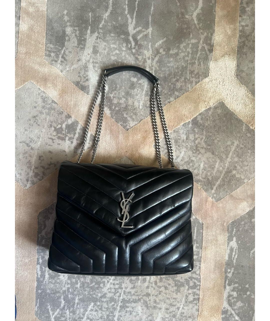 SAINT LAURENT Черная кожаная сумка тоут, фото 2