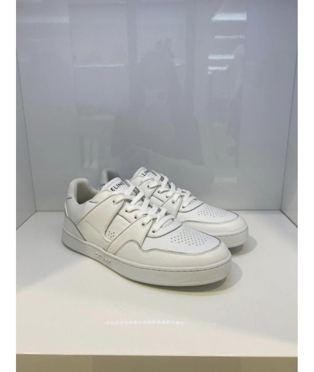 CELINE PRE-OWNED Белые кожаные низкие кроссовки / кеды, фото 3