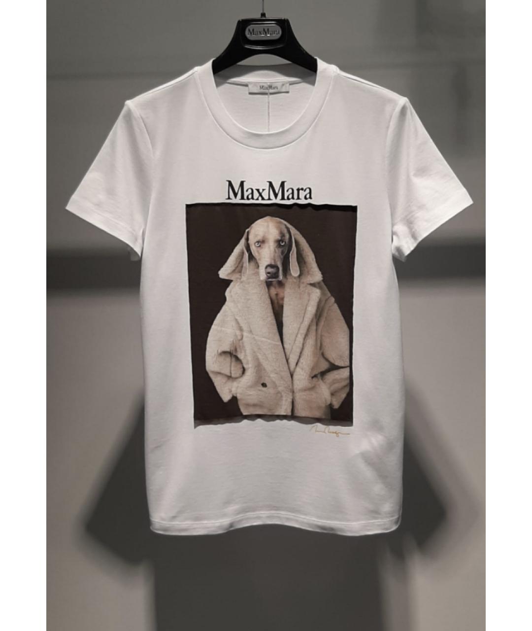 MAX MARA Белая хлопковая футболка, фото 3