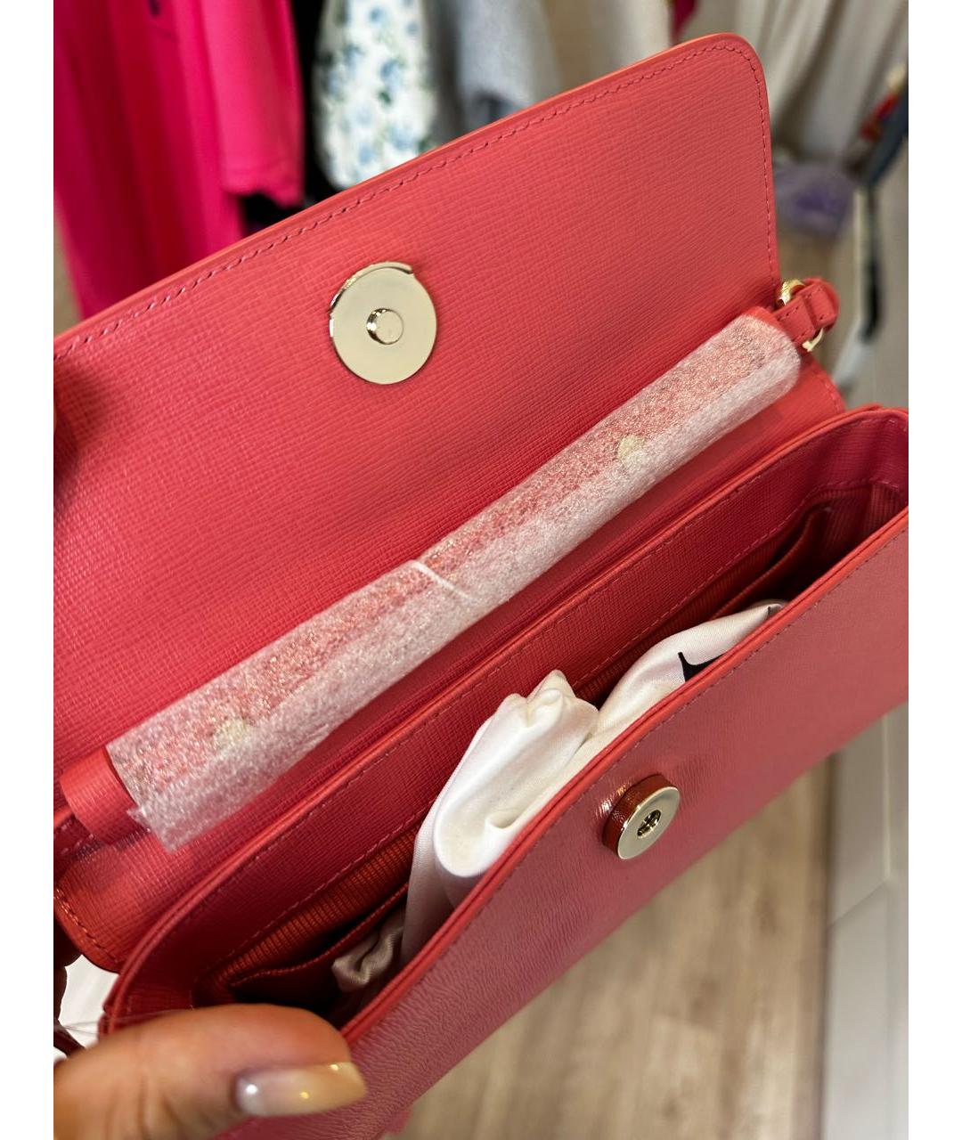 FURLA Коралловая кожаная сумка через плечо, фото 3