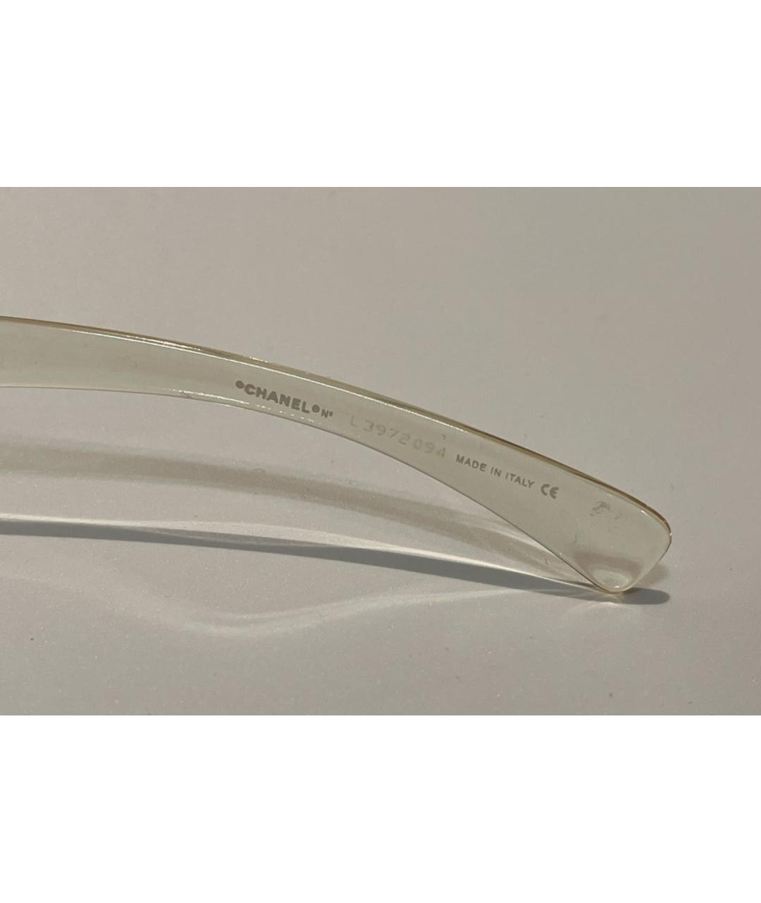 CHANEL PRE-OWNED Бежевые пластиковые солнцезащитные очки, фото 7