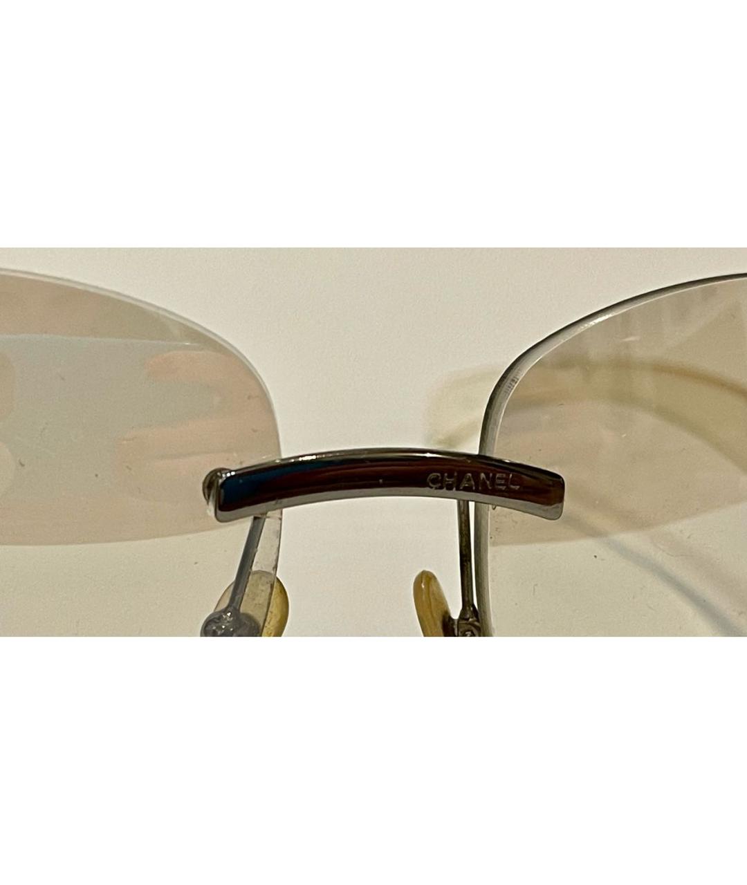 CHANEL PRE-OWNED Бежевые пластиковые солнцезащитные очки, фото 4