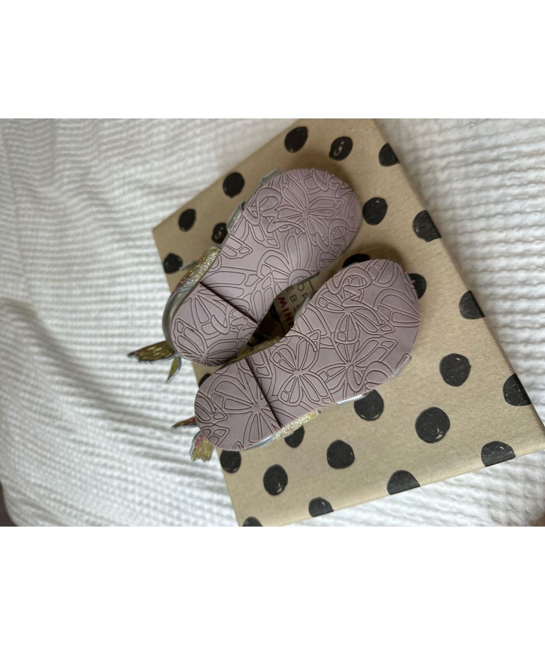 SOPHIA WEBSTER MINI Серебряные кожаные сандалии и шлепанцы, фото 5