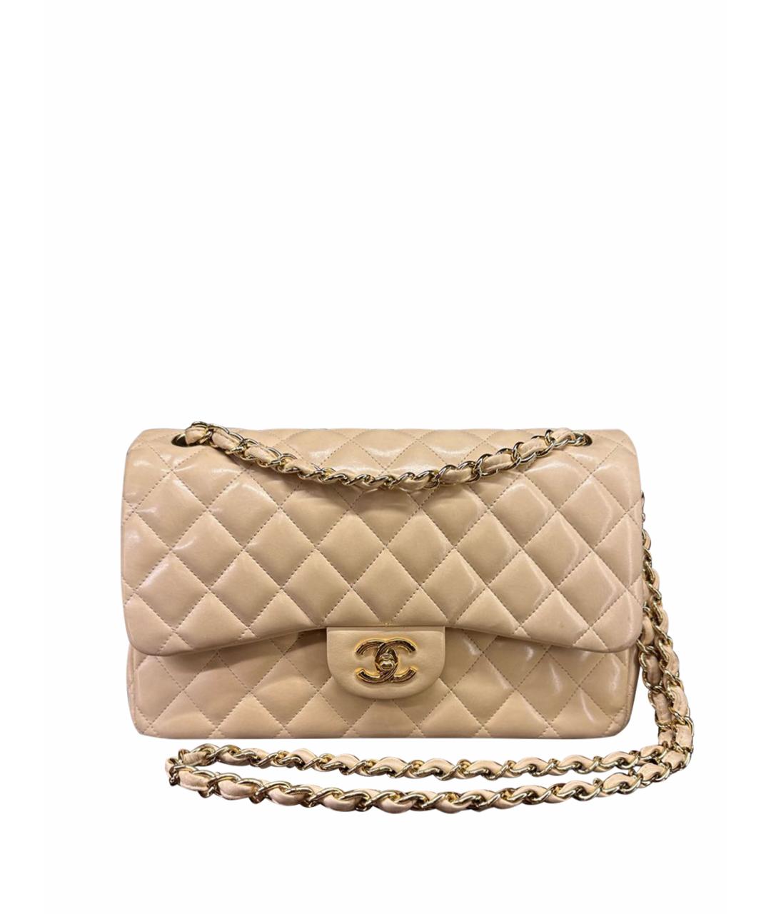 CHANEL PRE-OWNED Бежевая кожаная сумка через плечо, фото 1