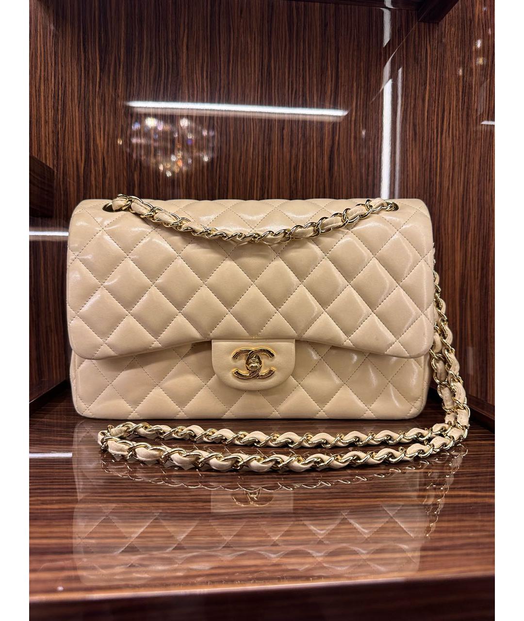 CHANEL PRE-OWNED Бежевая кожаная сумка через плечо, фото 7