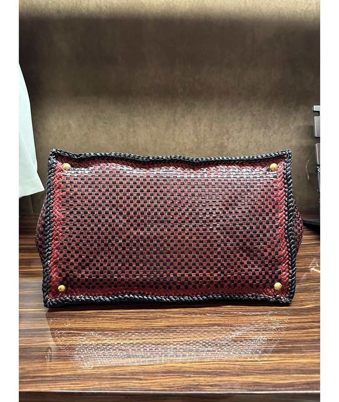 PRADA Бордовая кожаная сумка тоут, фото 3
