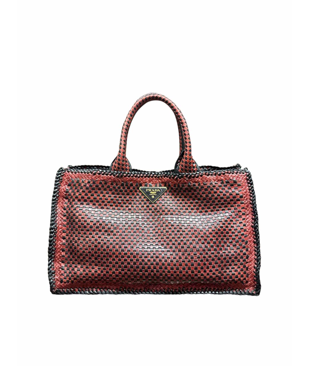 PRADA Бордовая кожаная сумка тоут, фото 1