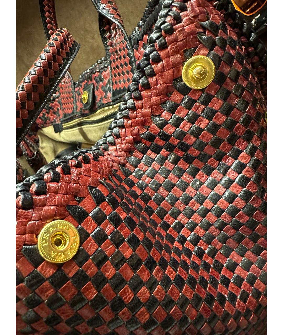 PRADA Бордовая кожаная сумка тоут, фото 5