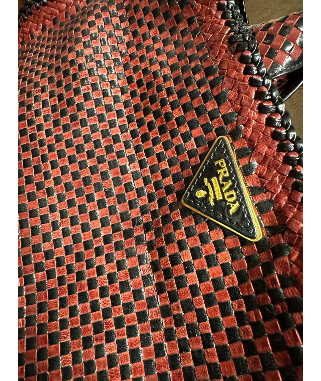PRADA Бордовая кожаная сумка тоут, фото 6