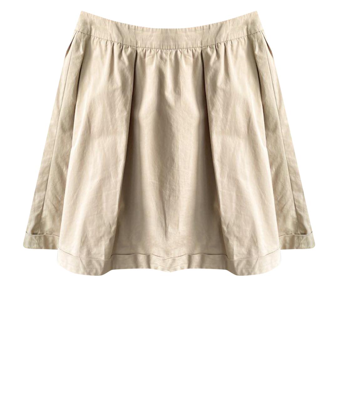 BURBERRY Бежевая хлопковая юбка мини, фото 1