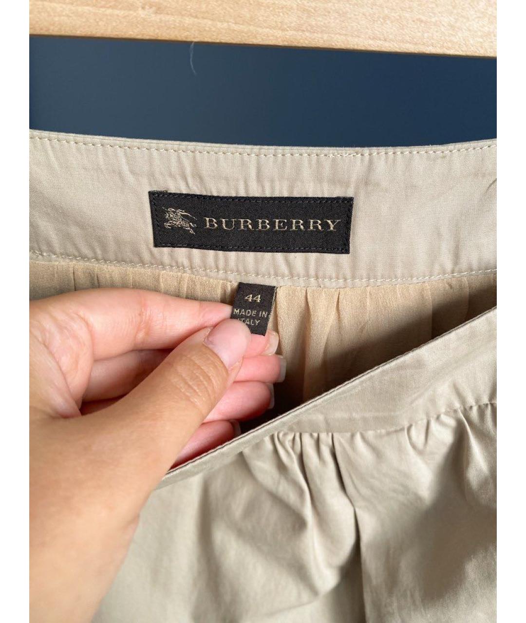 BURBERRY Бежевая хлопковая юбка мини, фото 3