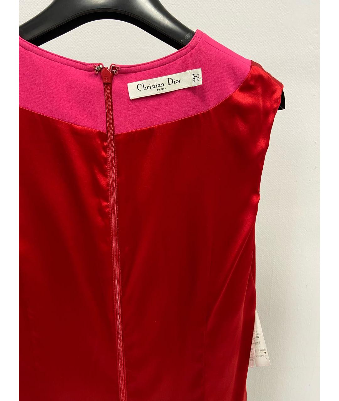 CHRISTIAN DIOR Красное шелковое повседневное платье, фото 3