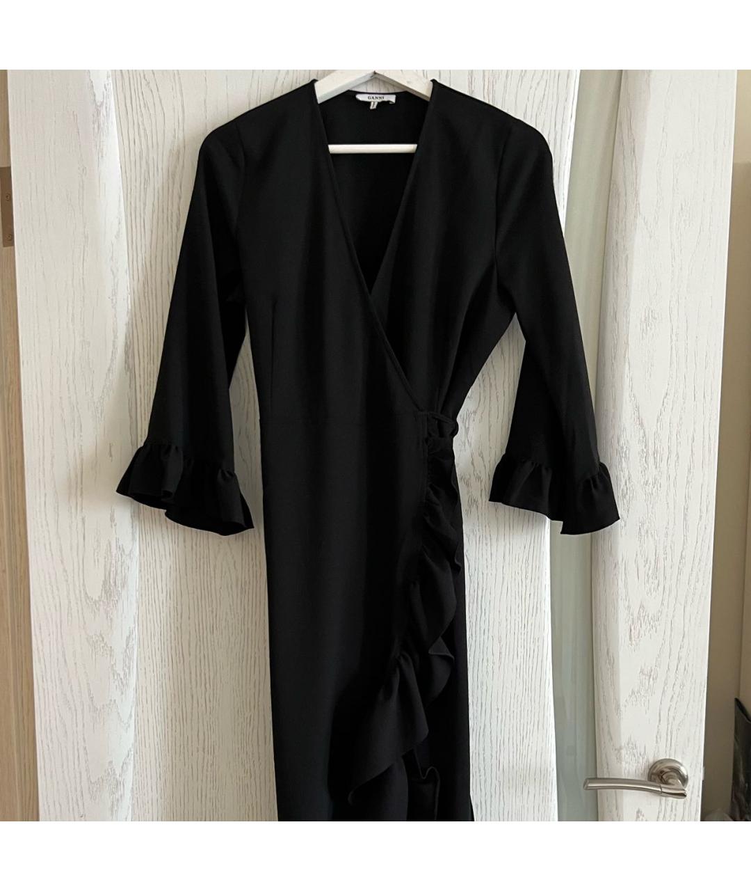 GANNI Черное вискозное повседневное платье, фото 6