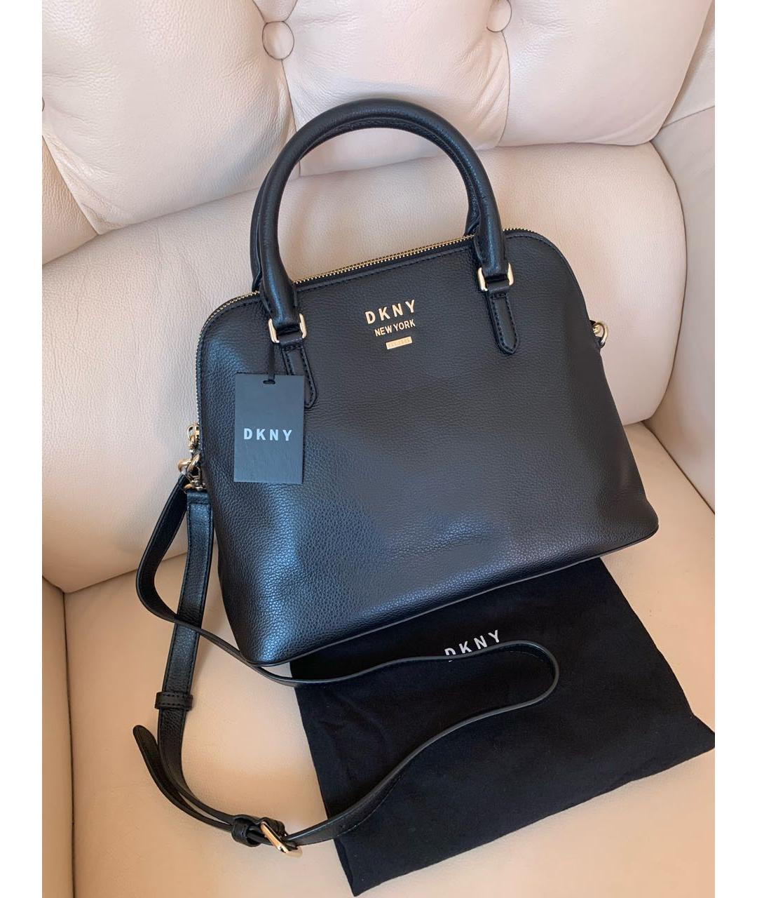 DKNY Черная кожаная сумка тоут, фото 8