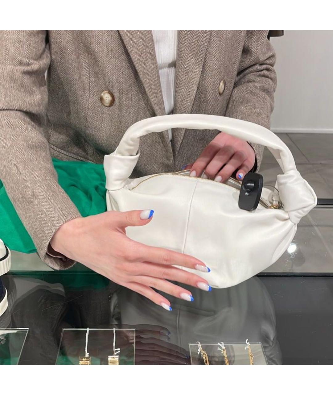 BOTTEGA VENETA Белая кожаная сумка через плечо, фото 4