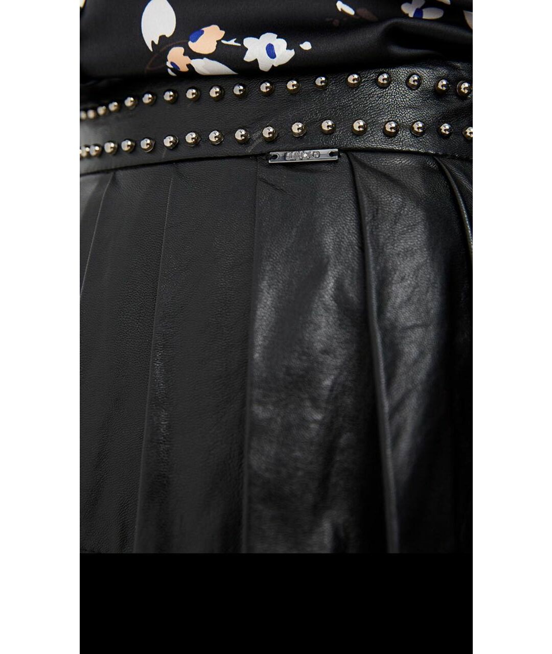 LIU JO Черная кожаная юбка мини, фото 2