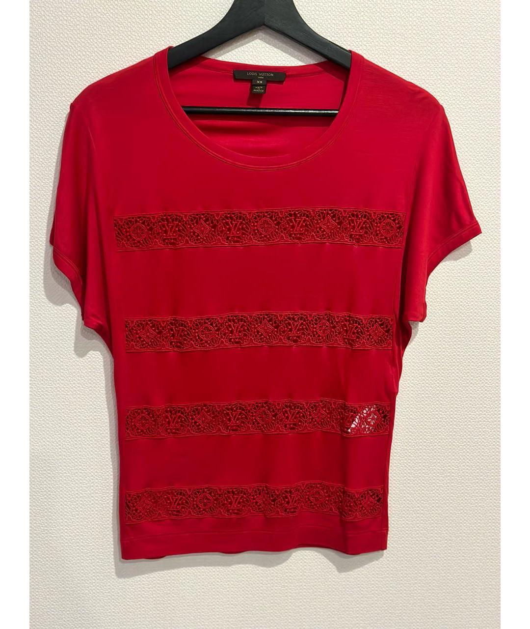 LOUIS VUITTON PRE-OWNED Красная вискозная футболка, фото 8