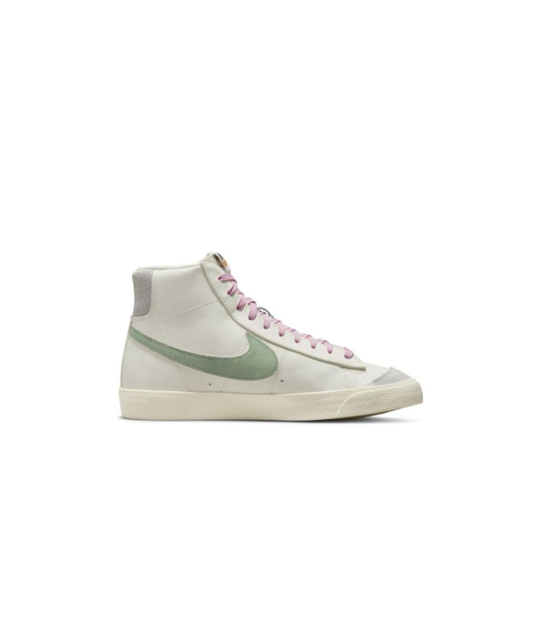 NIKE Бежевые кожаные высокие кроссовки / кеды, фото 1