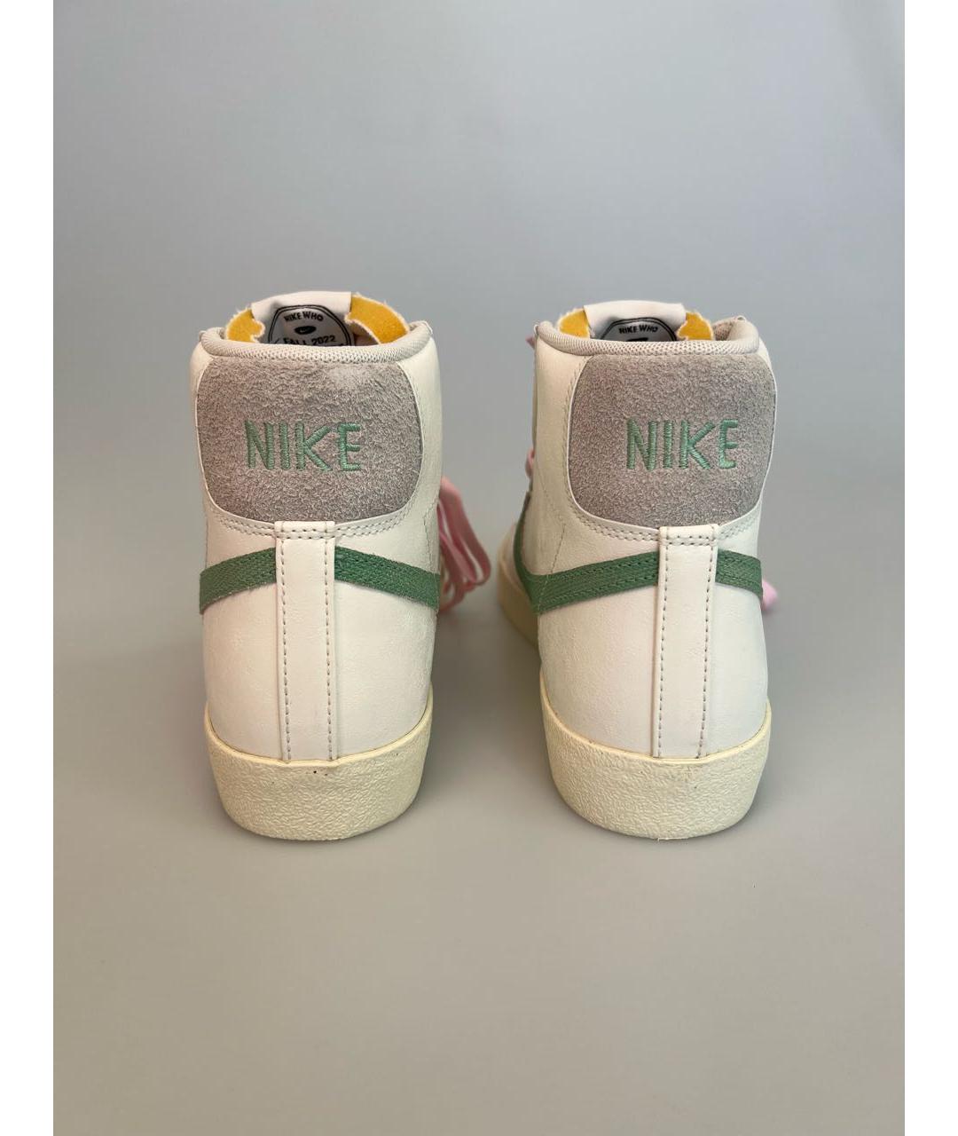 NIKE Бежевые кожаные высокие кроссовки / кеды, фото 4